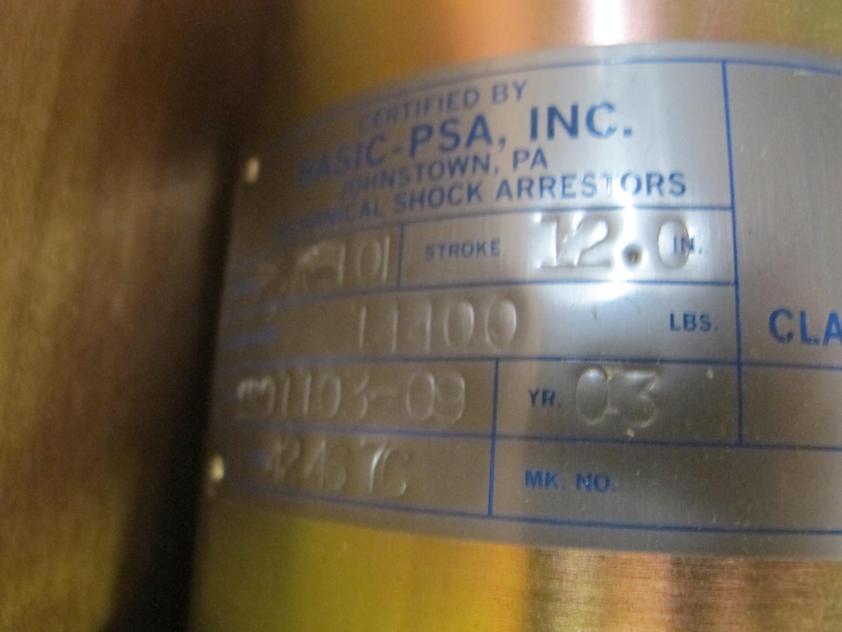 LOT TO INCLUDE: (1) SNUBBER, MECHANICAL TYPE, 12" STROKE, 14400# DESIGN/UPSET 144# BREAKAWAY RATING, -30 TO 300 DEG F TEMPERATURE RANGE, 3 TO 33 HZ LOADING CYCLE. MODEL PSA-10L ACCELERATION SENSITIVE SHOCK ARRESTOR, SELF-ALIGNING BALL JOINTS. ELECTROPLATED ZINC AND DIFFUSED, (5) HEATERS, 1-3/4" SIZE, 115 VOLT, 250 WATT, RADIAL KIND. 1-3/4" WD RADIAL SHAPE FOR MODEL 85 EXPLOSIVE DETECTOR, (7) ASSEMBLIES, PANEL TYPE, VIBRATION MONITOR KIND. FRONT FOR MODEL RVXY VIBRATION MONITOR, CONTROL PANEL INSTRUMENTS, (2) AGASTAT TIMING RELAY TYCO PART # 1-1423168-6. LOADING & HANDLING FEE $15-4132